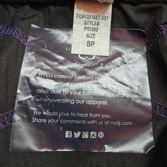 NYDJ Black Pull On Lift Tuck Original Slimming Pants 8P NWT - Picture 7 of 7